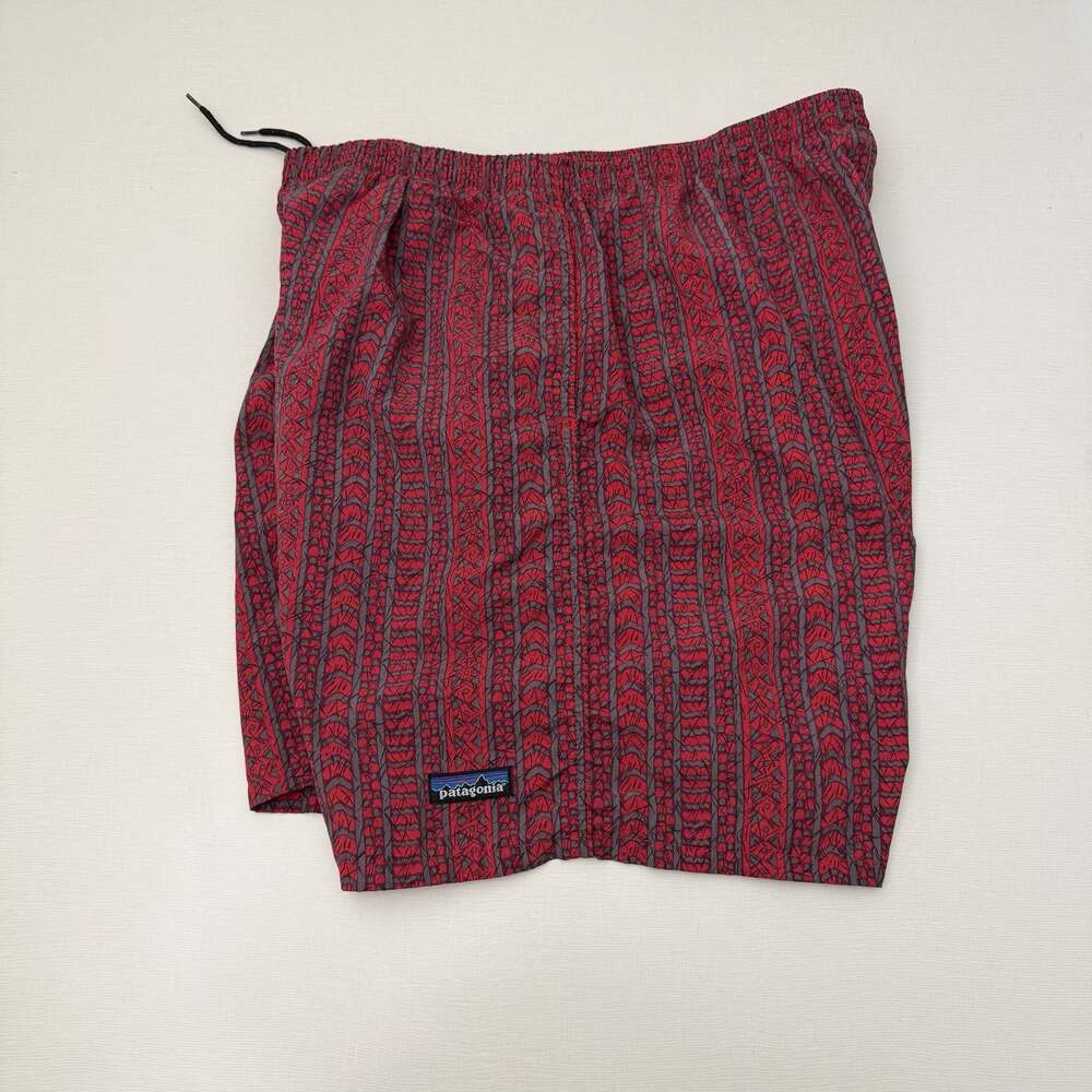 Vintage 90s Patagonia Men's River Shorts Red Tribal Print Swim Trunks Large